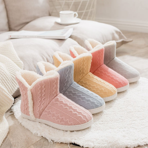 Autumn And Winter Women's High Top Knitted Confinement Shoes